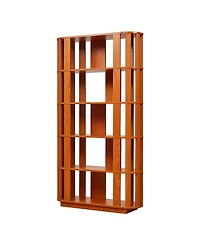Streamdale Furniture 5-Tier Wooden Oval Open Bookshelf with Mdf Grid Frame