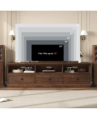 gaomon 70inch Tv Stand for TVs up to 80", Mid Century Modern Entertainment Center with Storage Drawer and Open Shelves