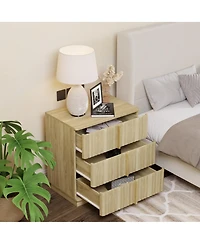Streamdale Furniture 25.39" Vertical Stripe Vintage 3-Drawer Nightstand Retro Cabinet