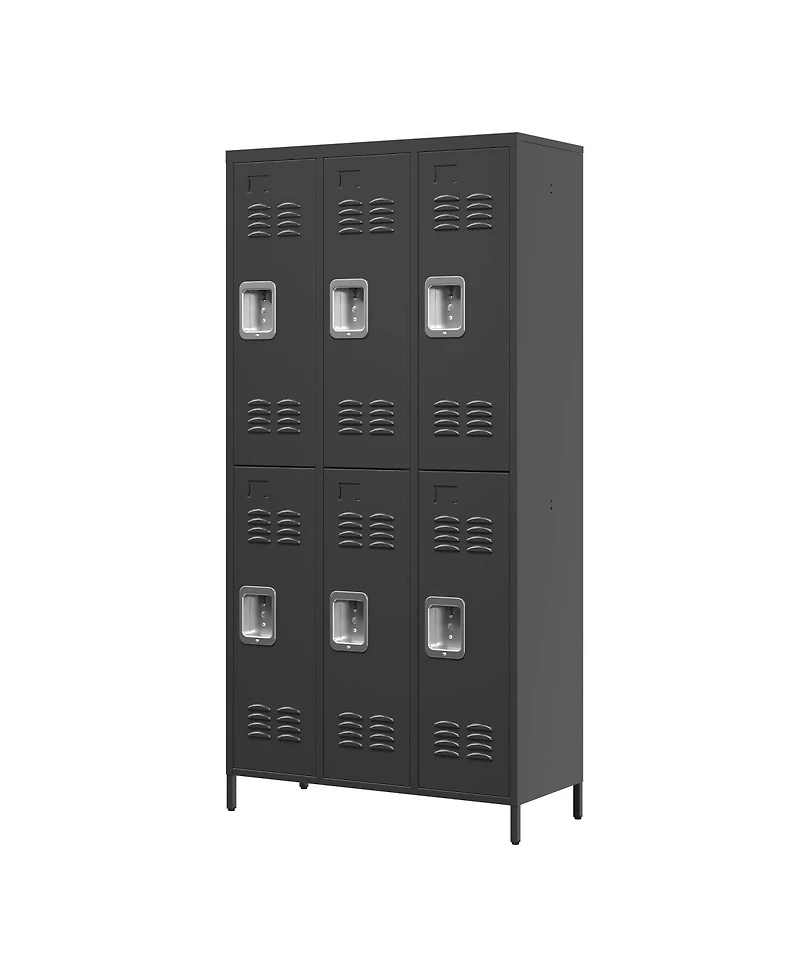 Streamdale Furniture 6-Door 72"H Metal Storage Locker for Office, Gym, and Home
