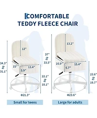 gaomon Large Vanity Stool Chair with Storage and Folding Back, Height Adjustable Lift Ottoman with 360degree(s) Swivel and Quiet Wheels