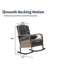 gaomon 2 Pieec Outdoor Wicker Rocking Chair, Weather Resistant Wicker for Porch, Backyard, Garden and Patio