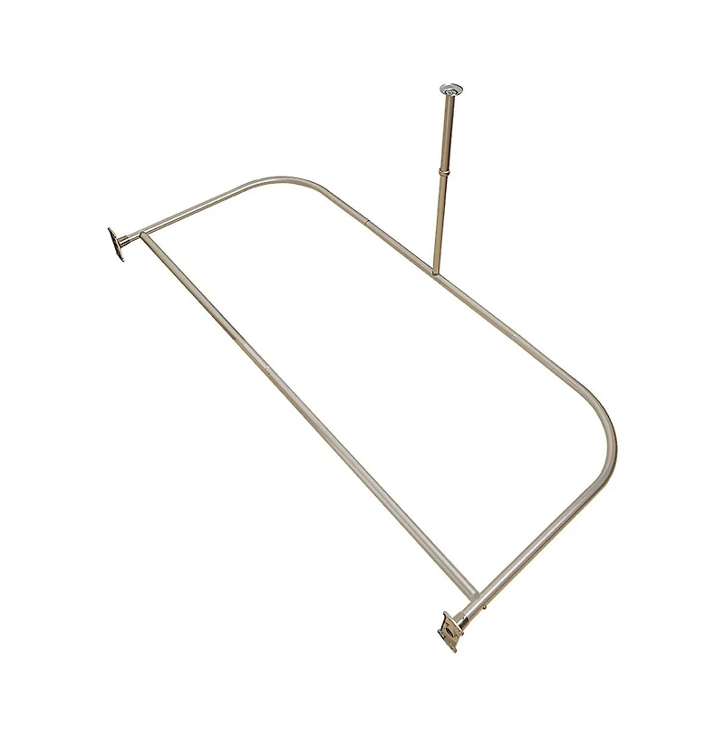 Utopia Alley D-Shaped Shower Rod with Ceiling Support, 28-68" Non-Adjustable and Stable