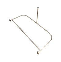Utopia Alley D-Shaped Shower Rod with Ceiling Support, 28-68" Non-Adjustable and Stable