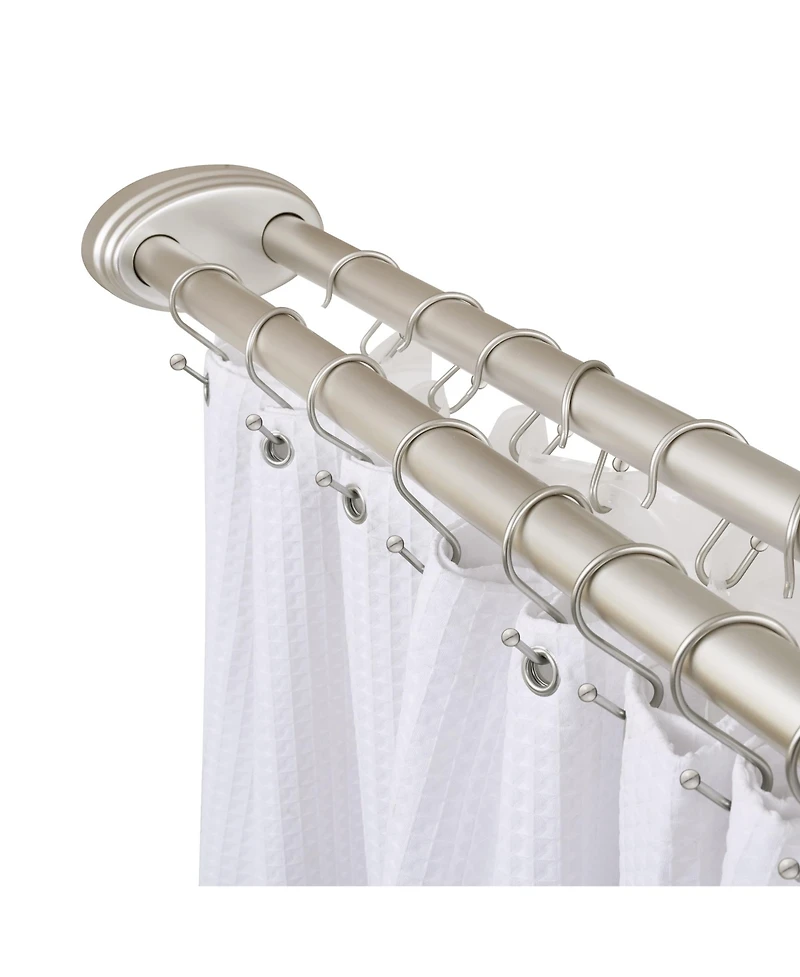 Utopia Alley Aluminum Double L Shaped Shower Rod 72" L, with Hooks and Ceiling Support