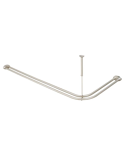 Utopia Alley Aluminum Double L Shaped Shower Rod 72" L, with Hooks and Ceiling Support