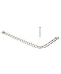 Utopia Alley Aluminum Double L Shaped Shower Rod 72" L, with Hooks and Ceiling Support