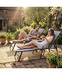 gaomon Textilene Chaise Lounge Chairs Set of 2 - Adjustable Patio Reclining Chairs with Steel Frame for Poolside and Garden