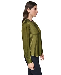 Dkny Women's V-Neck Satin Long-Sleeve Top