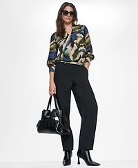 Dkny Women's Printed Surplice V-Neck Long-Sleeve Voile Blouse