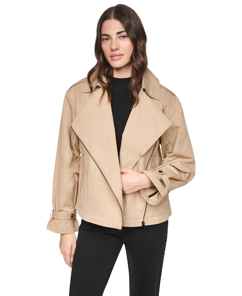 Dkny Women's Collared Zip-Front Utility Jacket
