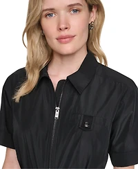 Dkny Women's Collared Short-Sleeve Removable Belt Midi Dress