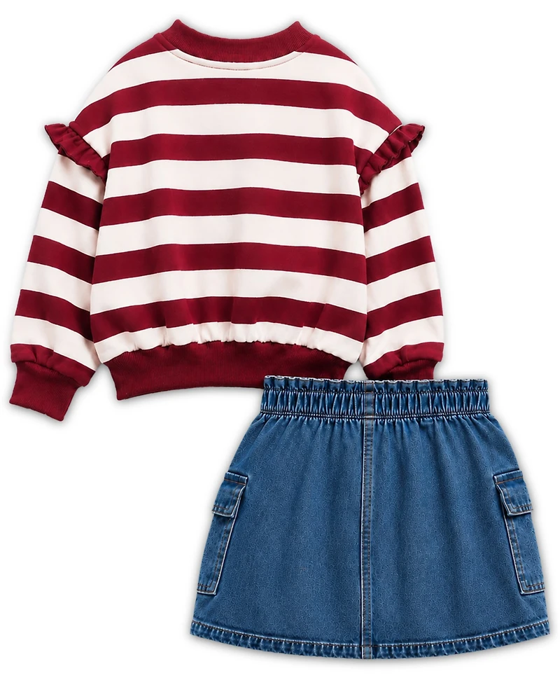Hello Kitty Girls' 2T-6X Crewneck Sweatshirt and Skirt, 2-Piece Set