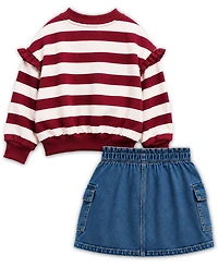 Hello Kitty Girls' 2T-6X Crewneck Sweatshirt and Skirt, 2-Piece Set