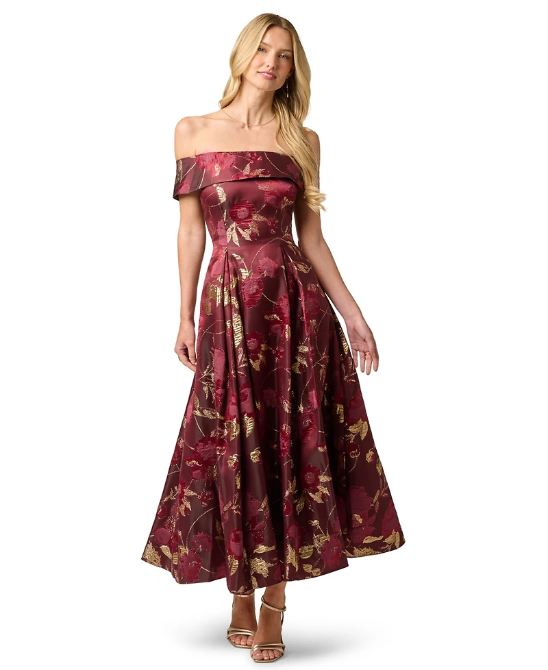 Adrianna Papell Women's Off-The-Shoulder Midi Dress