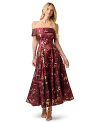 Adrianna Papell Women's Off-The-Shoulder Midi Dress