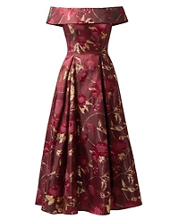 Adrianna Papell Women's Off-The-Shoulder Midi Dress