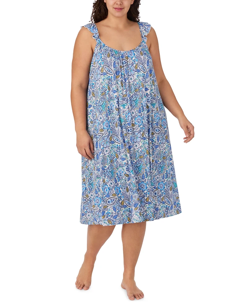 Ellen Tracy Plus Sleeveless Midi Nightgown