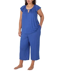 Ellen Tracy Plus Scoop Neck Top and Cropped Pajama Pants, 2-Piece Set