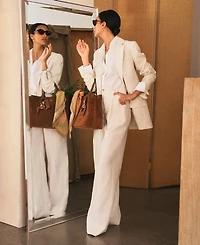 Lauren Ralph Women's High-Rise Pinstripe Wide-Leg Pants
