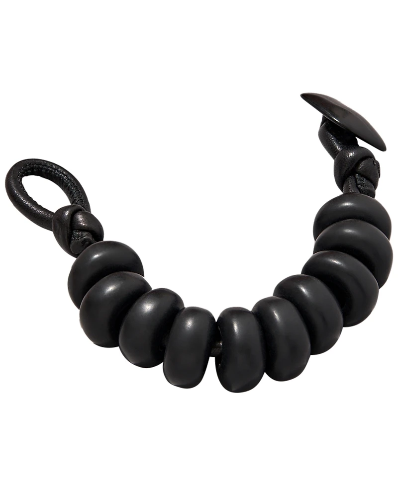 Donna Karan New York Black-Tone Matte Beaded Resin Flex Bracelet