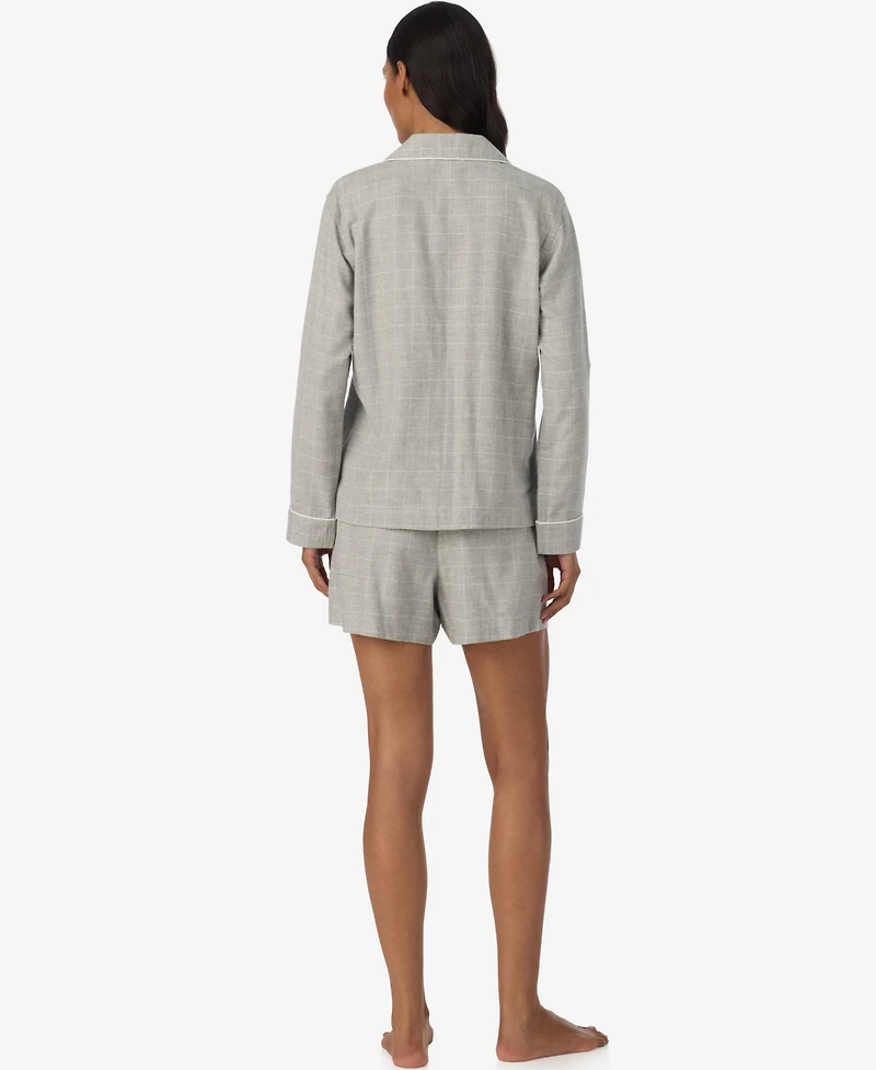 Lauren Ralph Women's Notch Collar Boxer Pajama Set