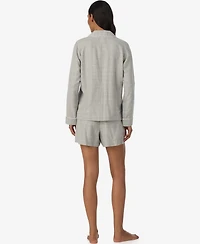 Lauren Ralph Women's Notch Collar Boxer Pajama Set