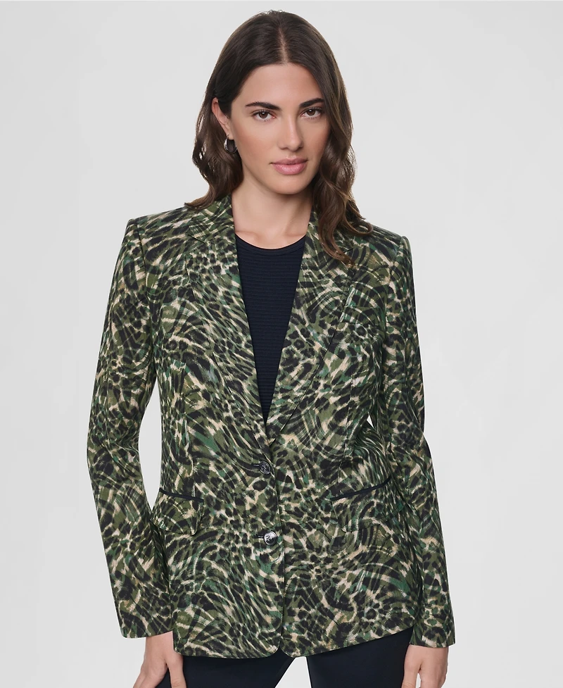 Dkny Women's Two-Button Collared & Flap Pockets Jacket