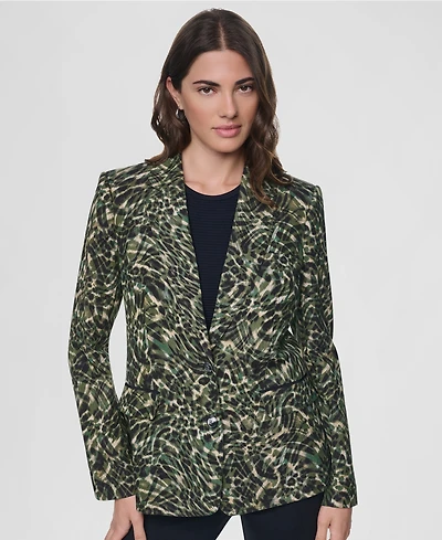Dkny Women's Two-Button Collared & Flap Pockets Jacket