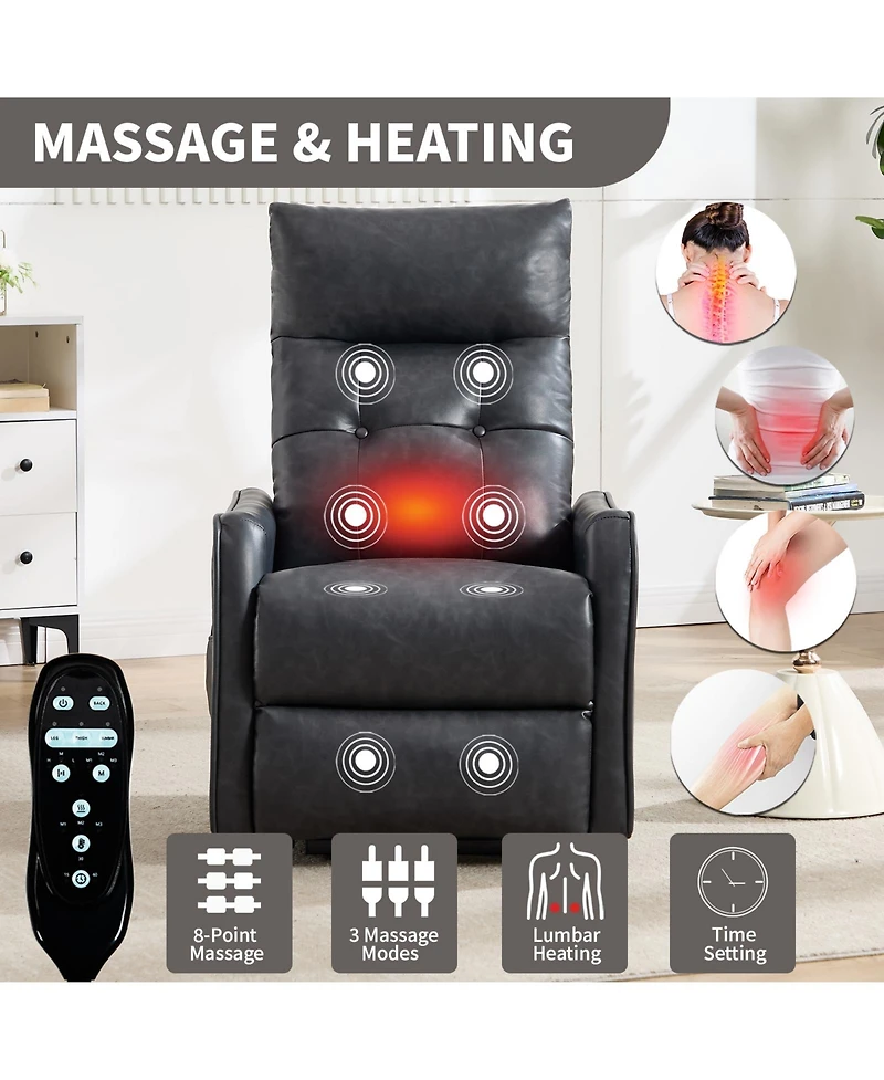 Clihome Power Lift Recliner Chair with Massage and Heat, 155degree(s) Reclining Chair with Usb Port, Pu Leather