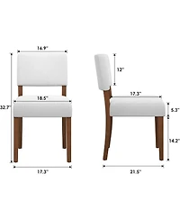 gaomon Set of 2 White Upholstered Dining Chairs with Wood Legs, Modern Armless Kitchen Chairs