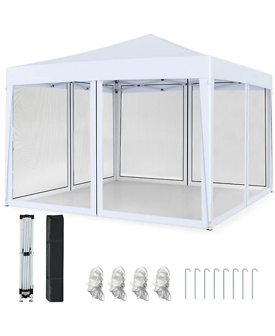 Gouun 10 x 10 Feet Pop Up Canopy Tent with Mesh Netting and Easy Setup