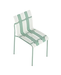 Mondawe Set of 4 Modern Striped Color Block Chairs, Waterproof Pp Seat and Sturdy Metal Legs