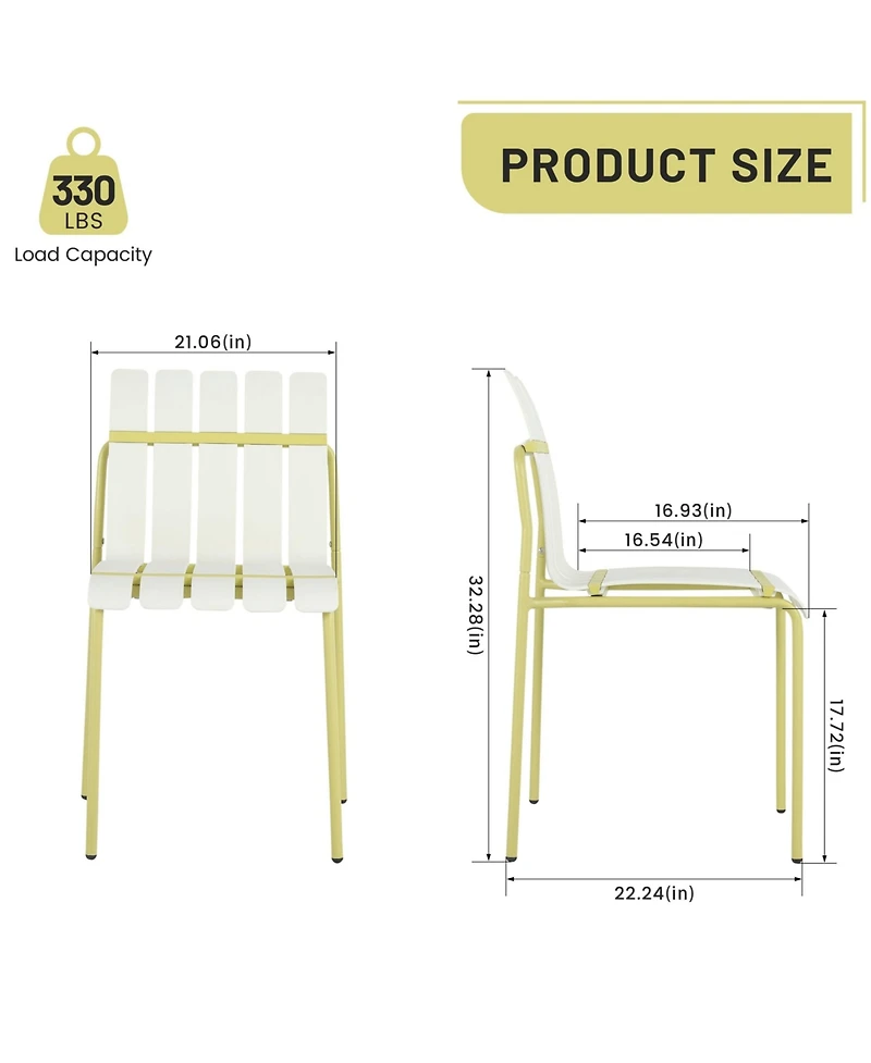 Mondawe Set of 4 Modern Striped Color Block Chairs, Waterproof Pp Seat and Sturdy Metal Legs