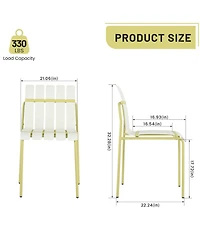 Mondawe Set of 4 Modern Striped Color Block Chairs, Waterproof Pp Seat and Sturdy Metal Legs