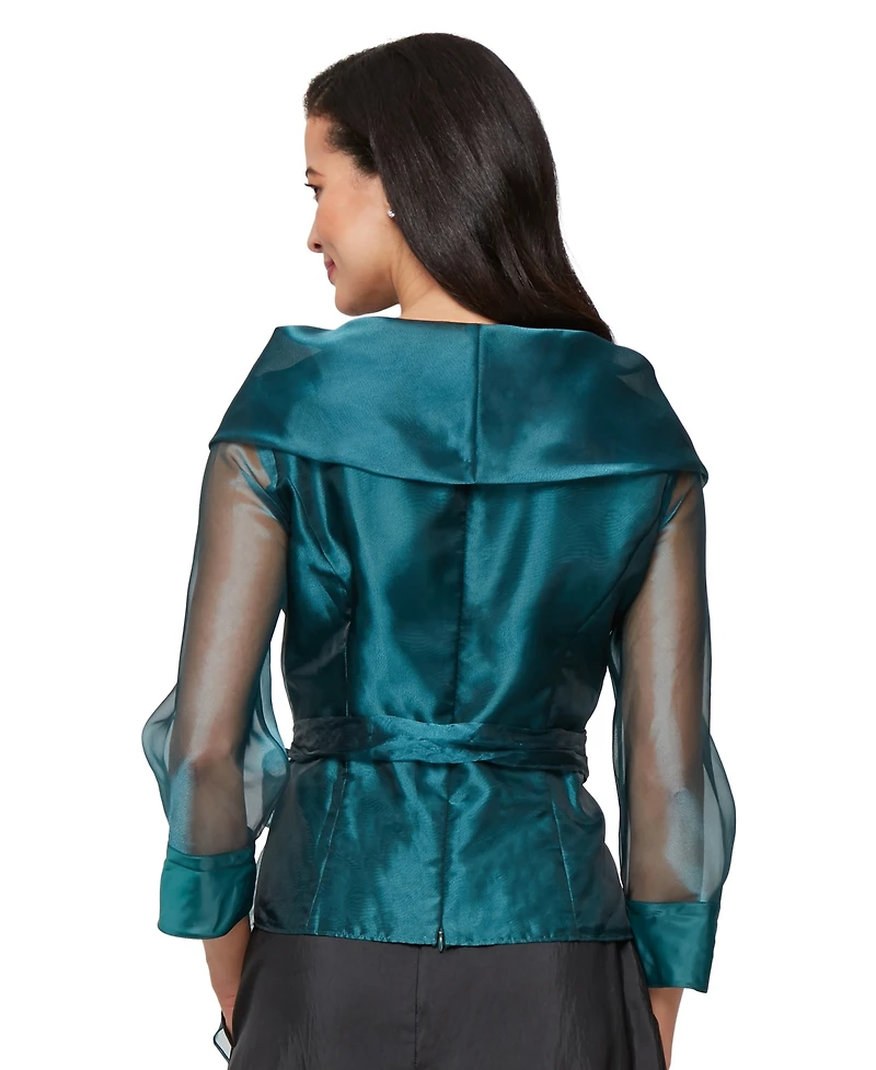 Alex Evenings Petite Tie-Front Tulle Top