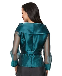 Alex Evenings Petite Tie-Front Tulle Top