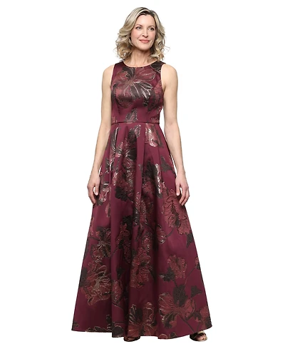 Alex Evenings Petite Jacquard A-Line Sleeveless Ball Gown