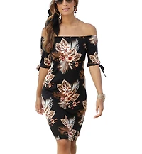 Lascana Women's Off Shoulder Tropical Print Dress