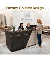 Logicfox Privacy Counter Design Modern Reception Desk with Dual Keyboard Trays and Cable Grommets