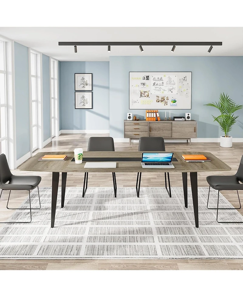 Tribesigns 6FT Conference Table: "H boat-shaped meeting table. Industrial seminar table for office meeting rooms