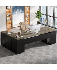 Tribesigns 85.8" L-Shaped Executive Office Desk with File Drawers and Cabinet,Large Modern Commercial Business Desk