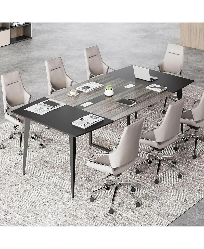 Tribesigns 8Feet Conference Room Table, Boat Shaped Meeting Table