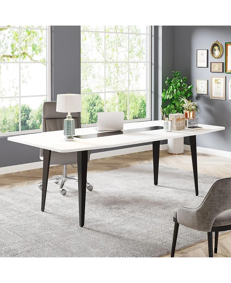 Tribesigns 70" Executive Desk, Modern Office Computer Desk with Sturdy Metal Legs, Large Boat Shaped Study Writing Desk Workstation for Home Office