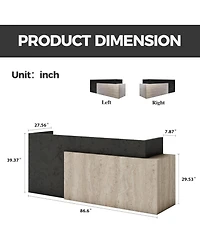 Logicfox Commercial Modern Reception Desk with Stone and Travertine Finish