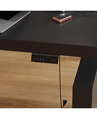 Homsee Electric Standing Desk with Storage Cabinet - Height-Adjustable Desk with Soft-Close Drawers and Handleless Design