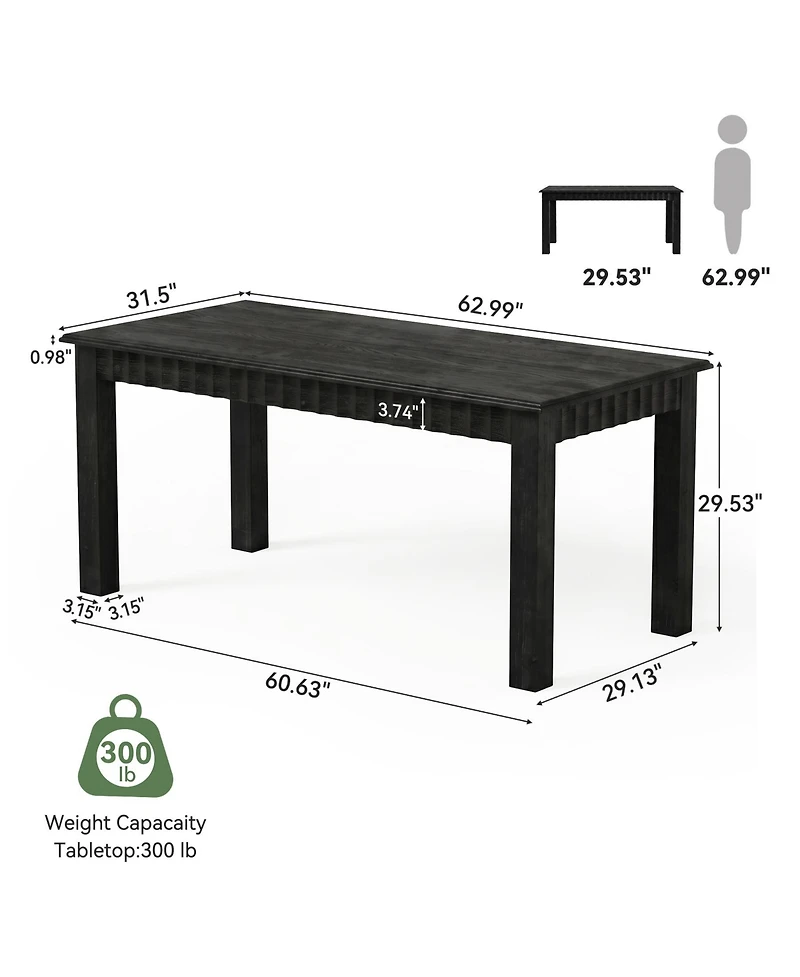 Tribesigns Computer Desk, Solid Wood Home Office Desk with Sturdy Wooden Legs, Rustic Large Table for Writing, Reading, Study