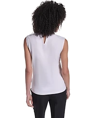 Karl Lagerfeld Paris Women's Mock Neck Keyhole Blouse