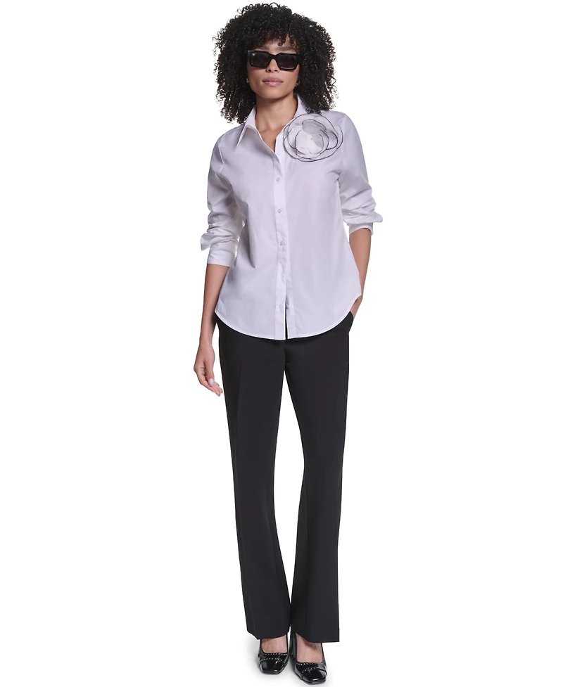 Karl Lagerfeld Paris Women's Collared Button-Front Blouse