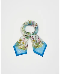 Fable England Peter Women's Rabbit Blue Narrative Silk Blend Square Scarf